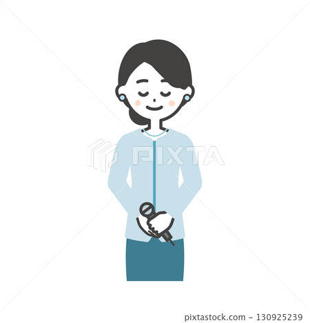 Illustration of a female event host bowing 130925239