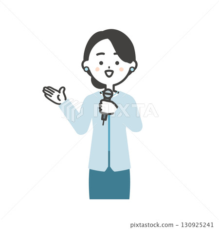 Illustration of a female event host pointing with her hand 130925241