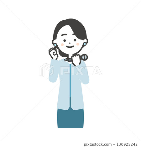 Illustration of a female event host making a fist pump 130925242