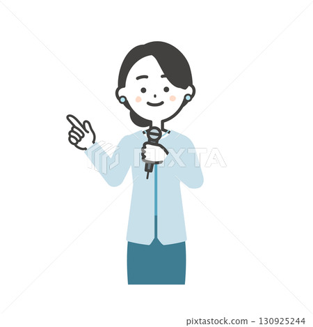 Illustration of a female event host pointing with her finger 130925244