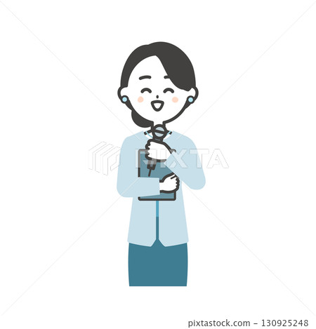 一位女性活動主持人手持文件的插圖 一位女性活動主持人手持文件的插圖 130925248