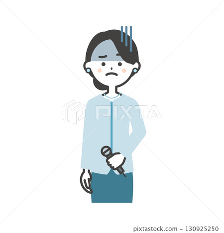 一位表情陰鬱的女性活動主持人的插圖 一位表情陰鬱的女性活動主持人的插圖 130925250