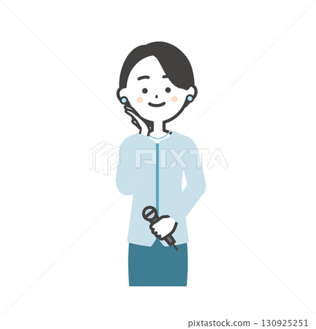 一位女性活動主持人用手托著臉頰的插圖 一位女性活動主持人用手托著臉頰的插圖 130925251