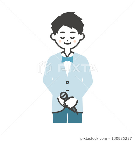 Illustration of a male event host bowing Illustration of a male event host bowing 130925257