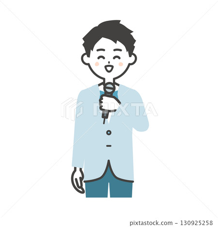 一位男性活動主持人帶著微笑講話的插圖 一位男性活動主持人帶著微笑講話的插圖 130925258