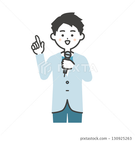一位男性活動主持人在演講時用手指指著的插圖 一位男性活動主持人在演講時用手指指著的插圖 130925263