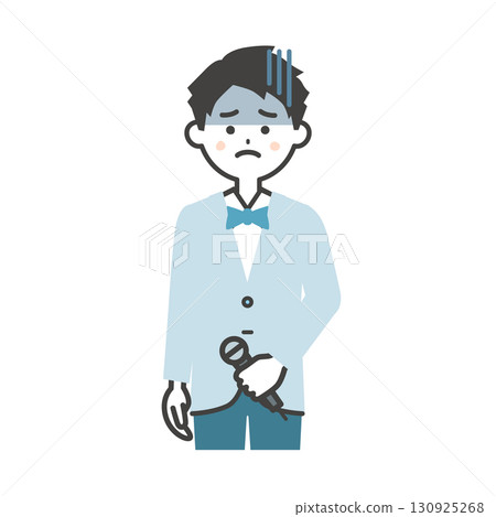 Illustration of a male event host with a gloomy expression 130925268