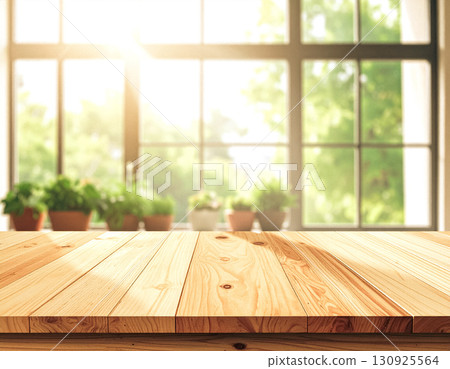 Wood-grain kitchen counter, kitchen background, copy space 130925564