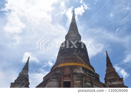 old pagoda at Yai Chai Monkon temple travel location in Thailand on sunny day 130926006