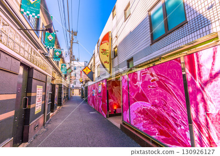 東京都市風景在日本旅館街道等看法在Uguisudani駐地前面 130926127