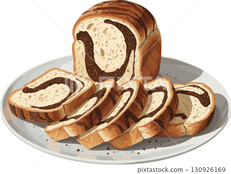 盤子上的巧克力大理石麵包插圖 130926169