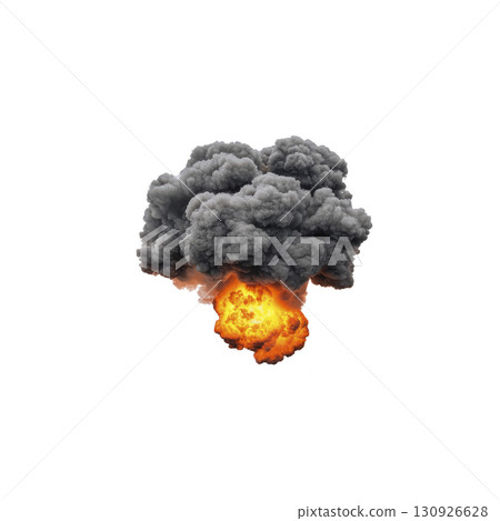 A large explosion with fiery burst and billowing smoke cloud creates dramatic scene. intense flames and dark smoke suggest powerful blast A large explosion with fiery burst and billowing smoke cloud creates dramatic scene. intense flames and dark smoke suggest powerful blast 130926628