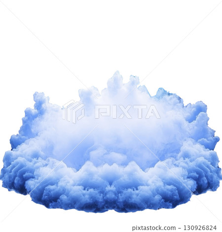 dramatic cloud of blue smoke billows and swirls, creating mesmerizing and ethereal effect against transparent background. smoke appears soft and fluffy, evoking sense of mystery and wonder 130926824
