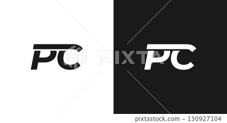 Modern and stong PC initials abstract logo design 130927104