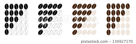 Coffee bean roast stages top view icon with strength intensity scale light medium dark degree infographic illustration background vector cafe label powder grinder arabica espresso flavor energy seed 130927170