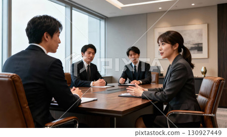 Businesswoman speaking in a conference room Businesswoman speaking in a conference room 130927449
