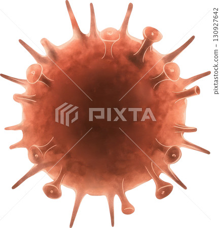 Realistic style virus illustration with spikes, concept for infection, disease, microbiology, and medical research. 130927642