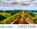 Hiking trail leading to a breathtaking view in Sao Miguel Island, Azores, Portugal 130927646