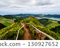 Hiking trail leading to a breathtaking view in Sao Miguel Island, Azores, Portugal 130927652