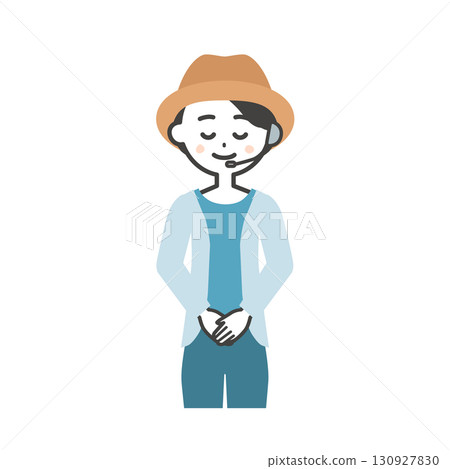 夏季戶外活動女主持人鞠躬的插圖 130927830