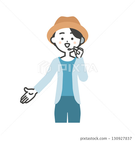 夏季戶外活動女主持人向下的插圖 130927837