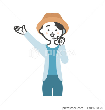 夏季戶外活動女主持人向上指的插圖 夏季戶外活動女主持人向上指的插圖 130927838