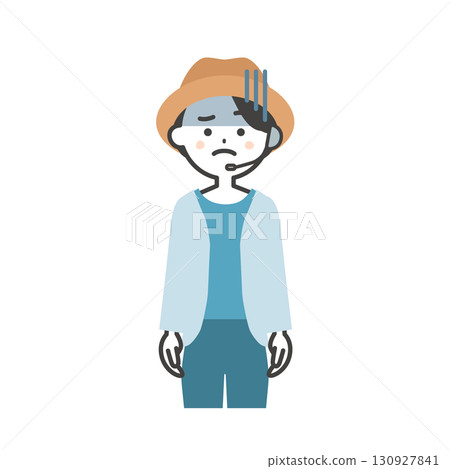 夏季戶外活動女主持人表情陰鬱的插圖 夏季戶外活動女主持人表情陰鬱的插圖 130927841