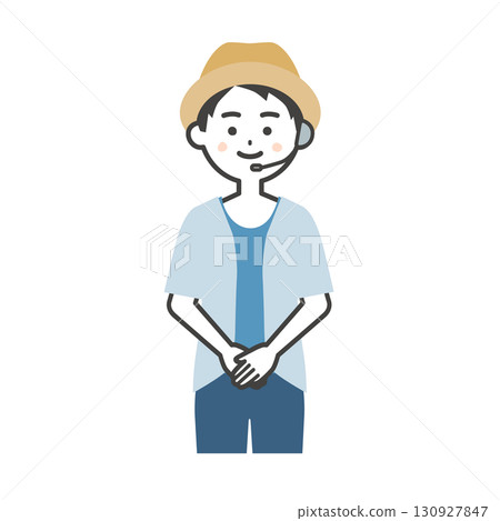 夏季戶外活動的一位男主持人雙手交叉放在身前 130927847