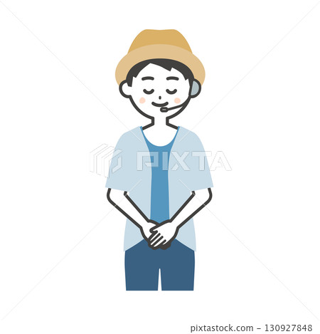 夏季戶外活動男主持人鞠躬的插圖 夏季戶外活動男主持人鞠躬的插圖 130927848