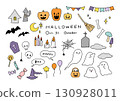 Halloween ghost and pumpkin illustration set 130928011