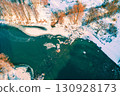 Top view of an unfrozen narrow stream on a sunny winter day 130928173
