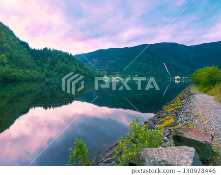 Lake Frolandsvatnet. Froland power plant. Tysse, Norway 130928446