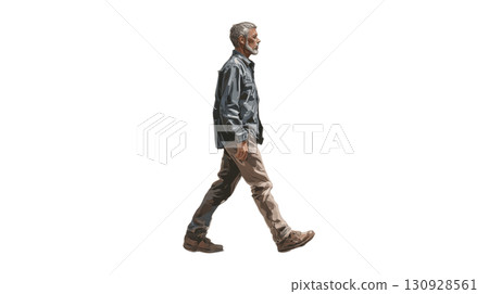 一位行走的老人的透明插圖 130928561