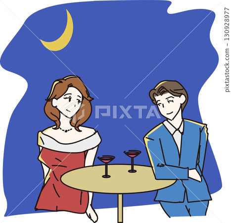 酒吧情侶_80年代風格的男女 130928977