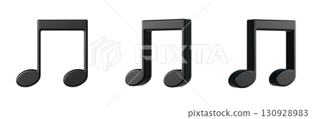 不同角度的雙八分音符的 3D 圖標 130928983