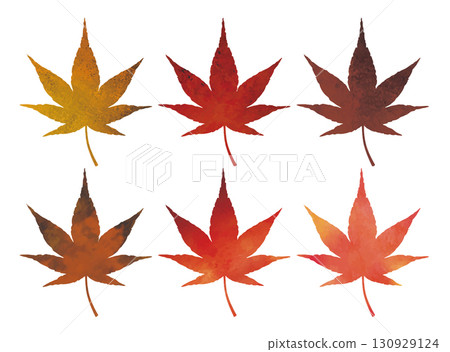 Watercolor autumn leaves icon set 130929124