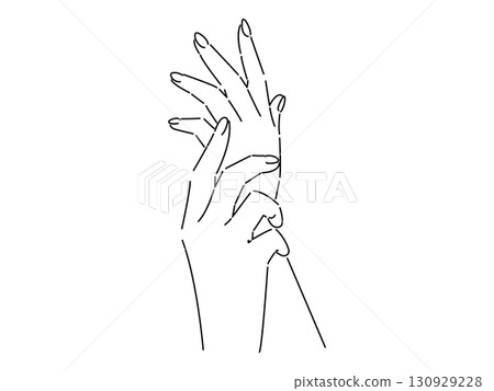 Line drawing illustration of a woman's beautiful hands 130929228