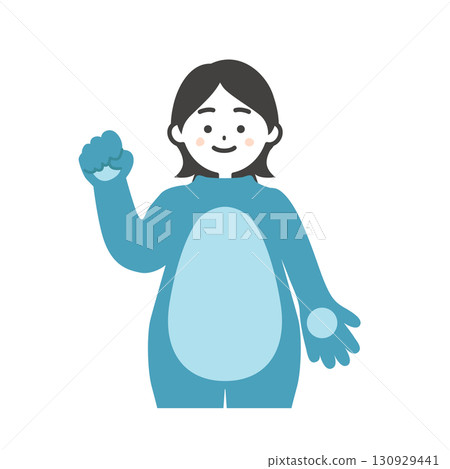 一名身著戲服的女子脫下頭並握拳的插圖 130929441