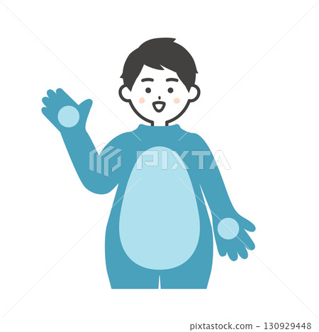 Illustration of a man in a costume pointing with his hand removed 130929448