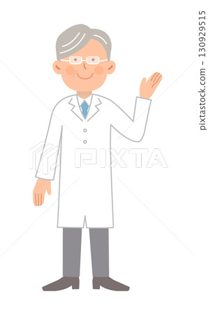 Guiding male doctor (senior) _ whole body Guiding male doctor (senior) _ whole body 130929515