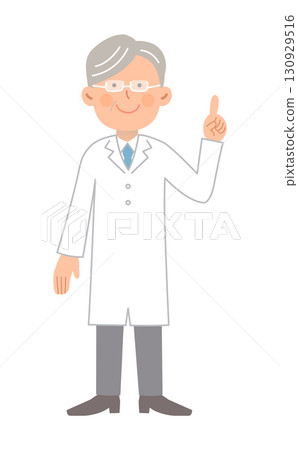 Pointing male doctor (senior) _ whole body Pointing male doctor (senior) _ whole body 130929516