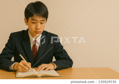 Junior high school students studying hard for entrance exams 130929530