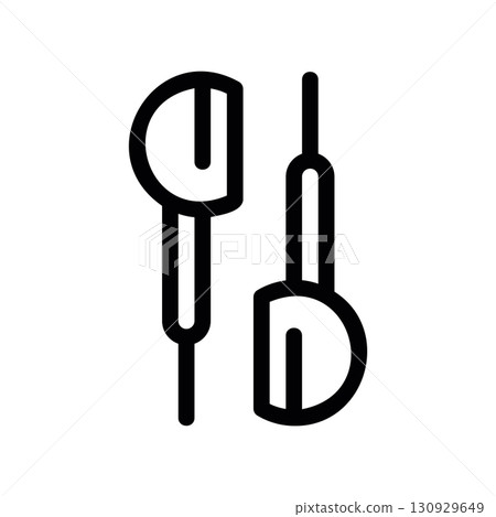 Simple black vector icon with a theme earbuds Simple black vector icon with a theme earbuds 130929649