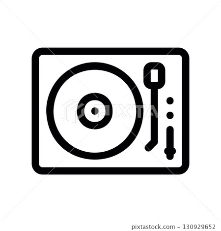 Simple black vector icon with a theme vinyl player 130929652