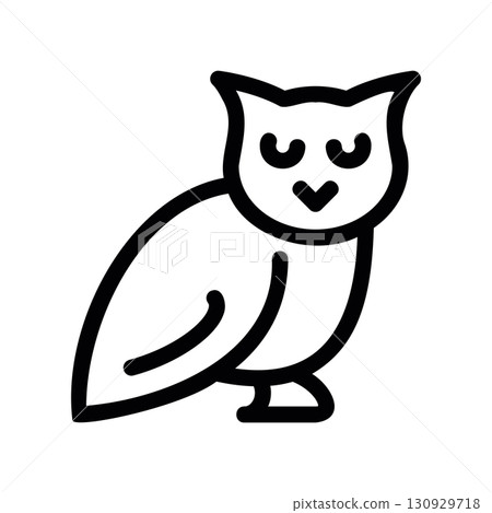 Simple black vector icon with a theme owl Simple black vector icon with a theme owl 130929718