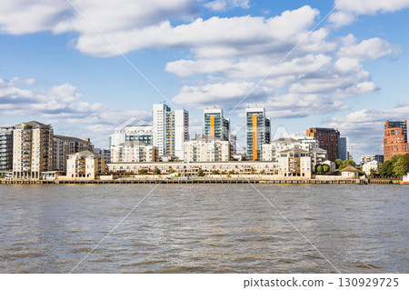 Modern riverfront skyline with contemporary apartments and offices 130929725