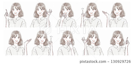 Watercolor and hand-drawn style illustration set of women and girls 130929726