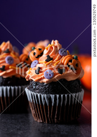 Halloween cupcakes with Halloween sprinkles 130929749