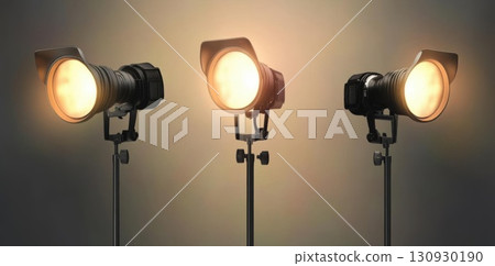 Studio lights on stands. 130930190