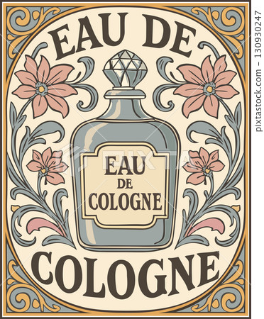 Eau de cologne. Vector vintage poster in art nouveau style Eau de cologne. Vector vintage poster in art nouveau style 130930247